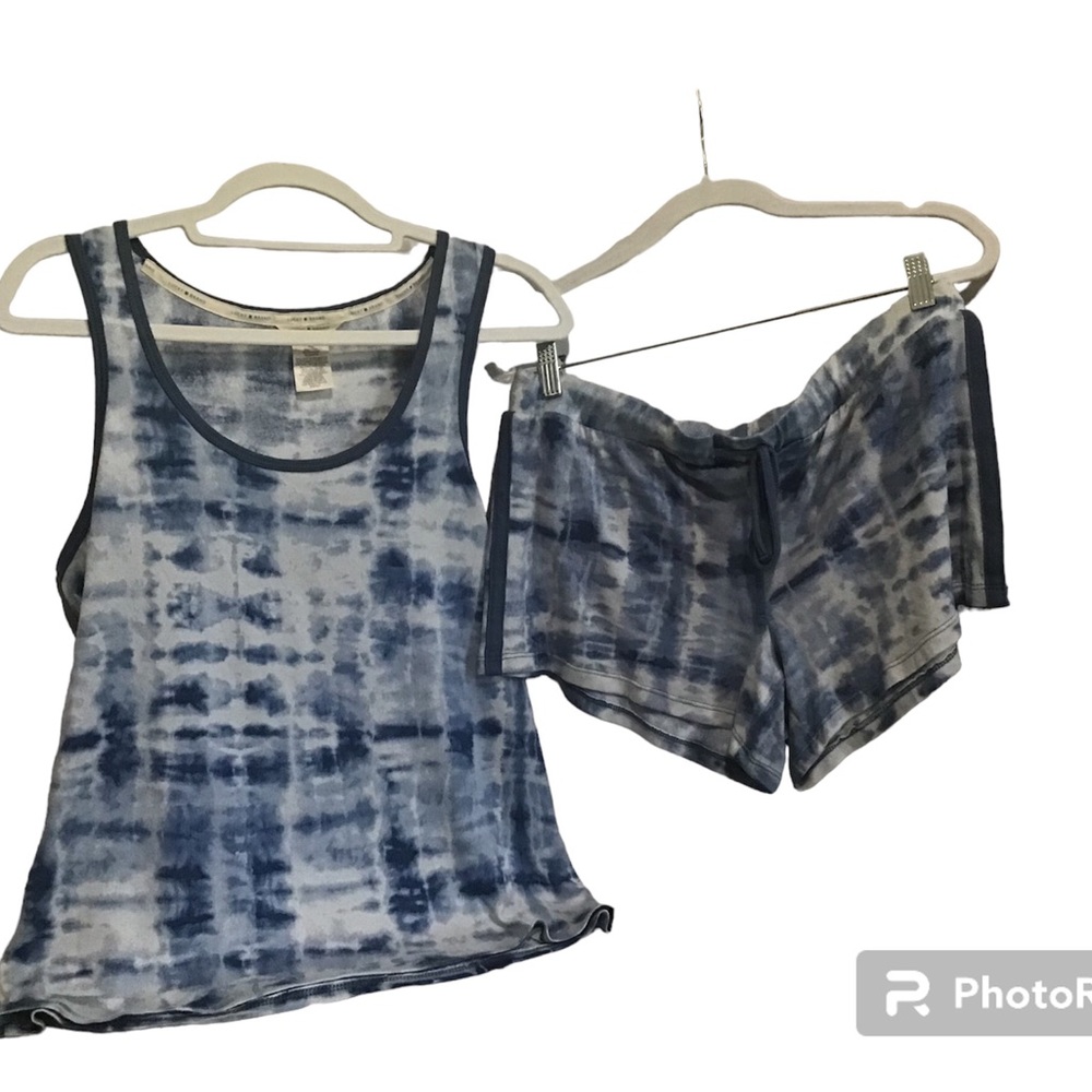 Lucky Brand Pajama Set Tank Top Lounge Shorts Women’s Size Medium Blue T… - Picture 2 of 6
